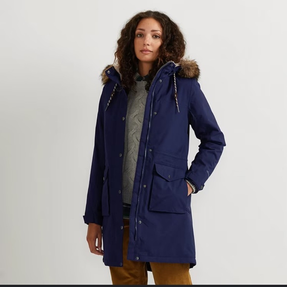 EDDIE BAUER Riley Weathered Insulated Parka Faux Shearling Lined Coat Navy XXL - Picture 2 of 15